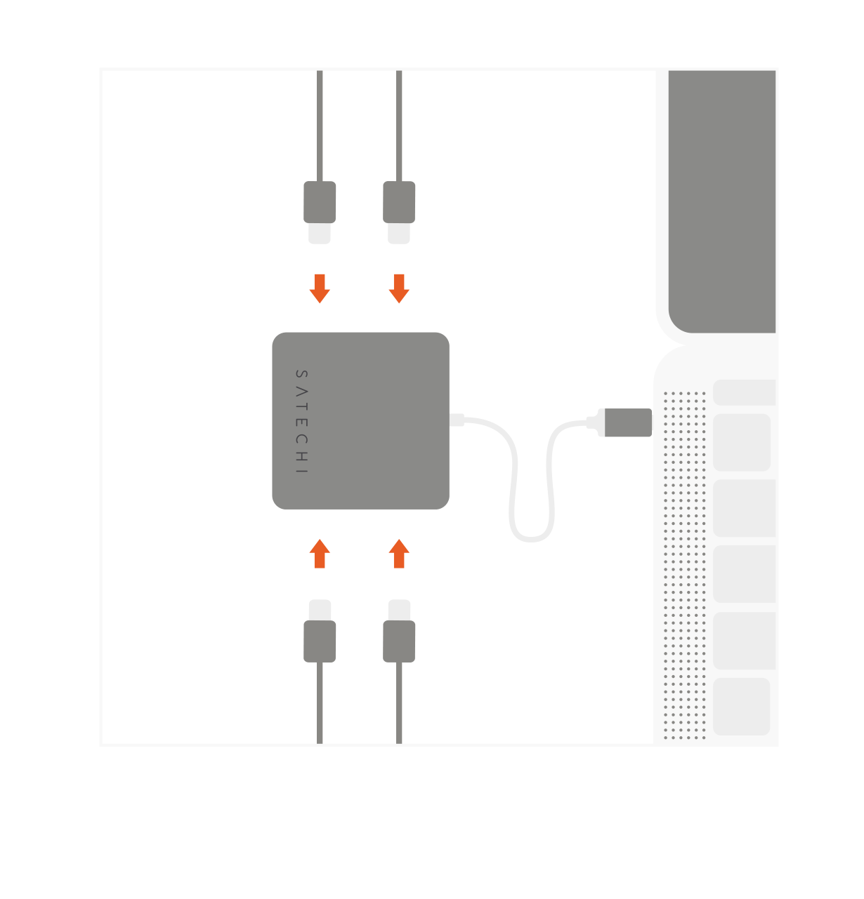 4 Port USB-C Hub (ST-UC4PHM) Quick Start Guide step 2: Connect up to four USB-C devices for fast data transfer or back up.