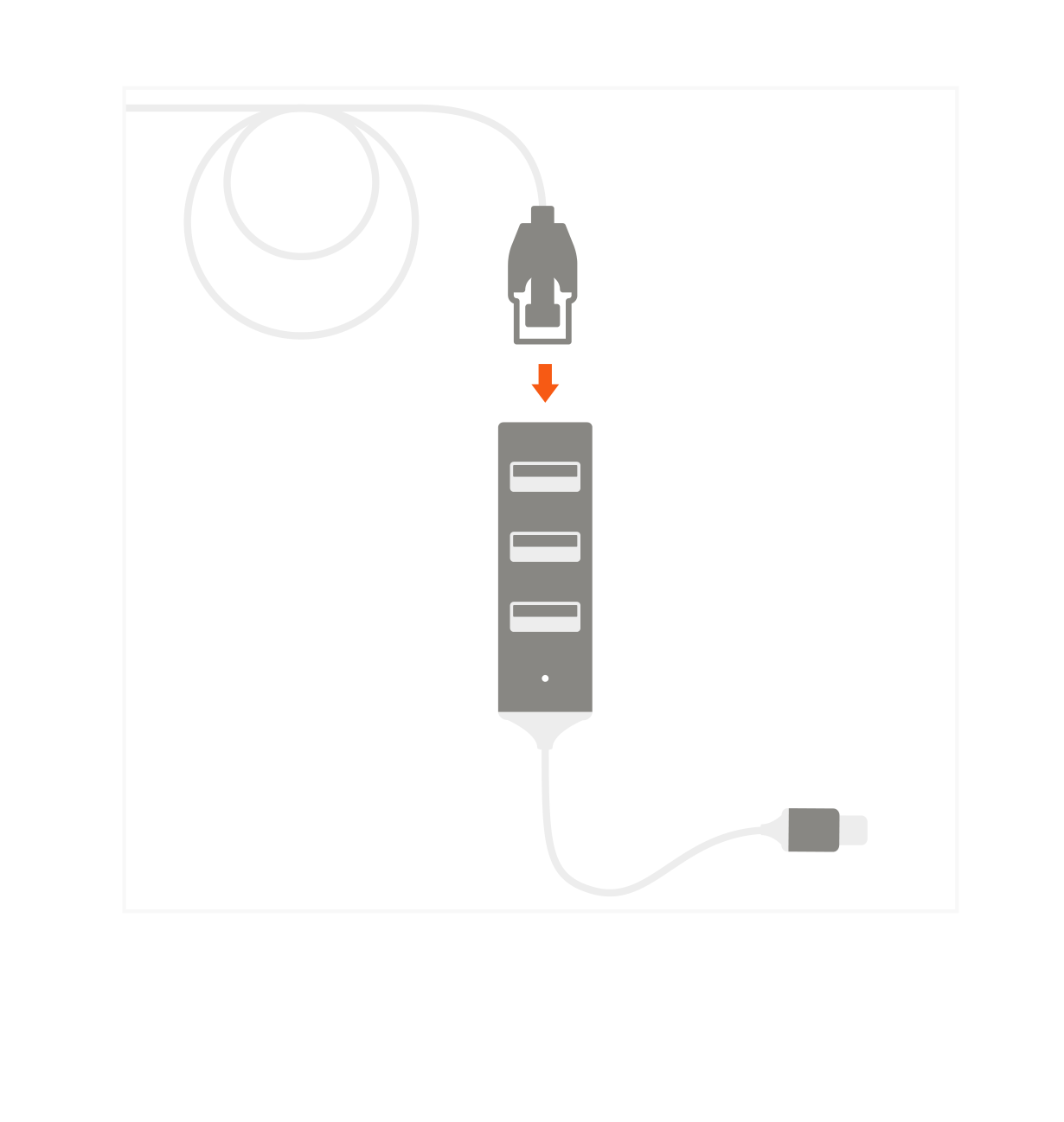 Type-C 2-in-1 USB Hub with Ethernet (ST-TC2N1USB31AS ST-TC2N1USB31AM) Quick Start Guide step 2: Connect Ethernet cable to the RJ-45 port of the Hub.