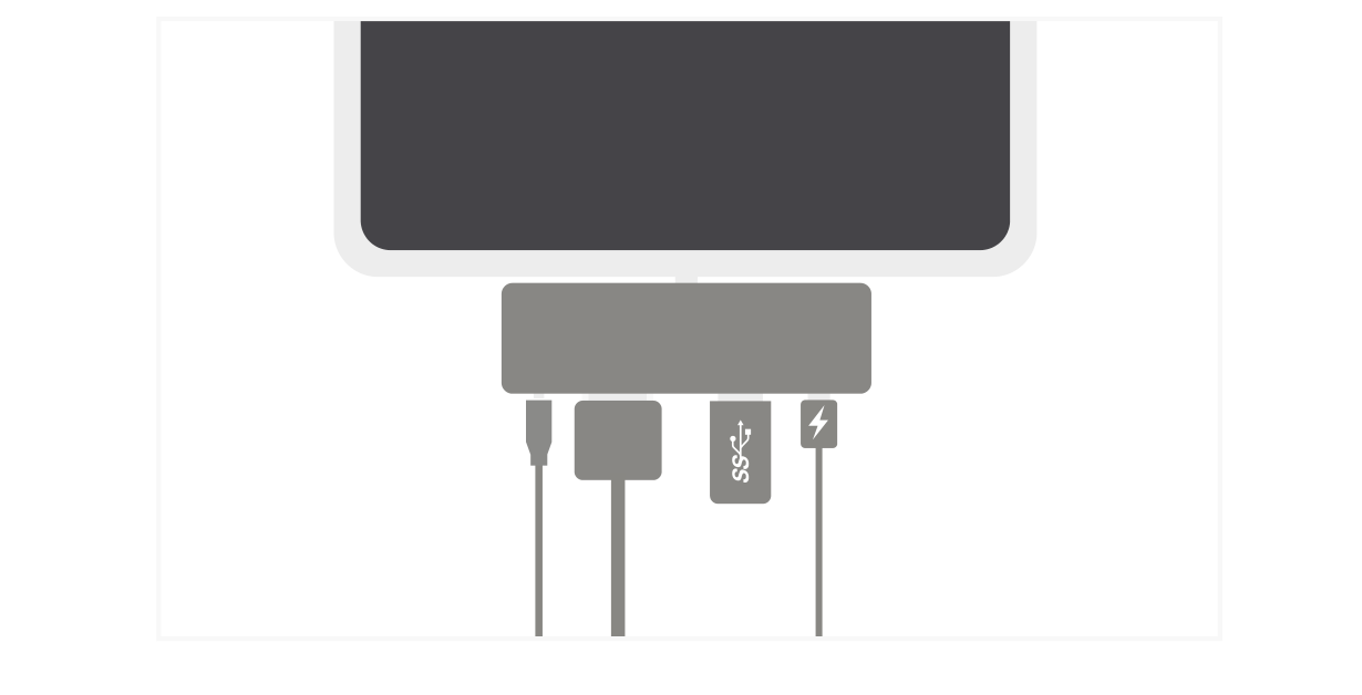 Aluminum Type-C Mobile Pro Hub Adapter Quick Start Guide step 6: All ports can be used simultaneously. Plug & play – no extra drivers required.