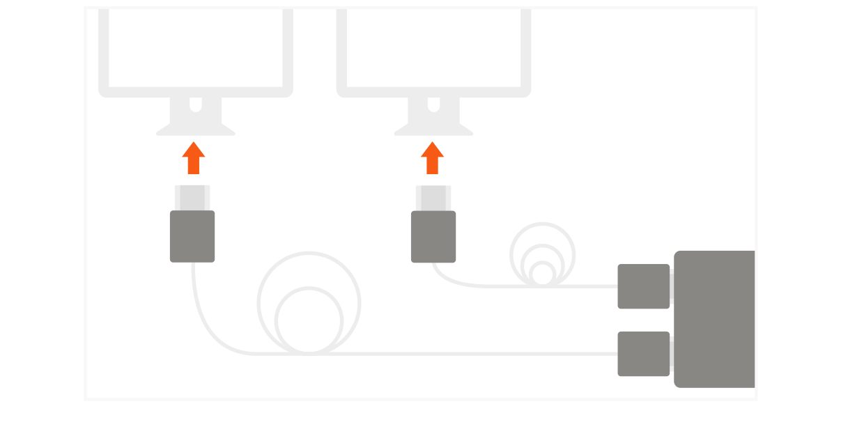 Type-C Dual HDMI Adapter Quick Start Guide step 3: Connect the cables to your HDMI-enabled monitors for extended 4K HDMI display.
