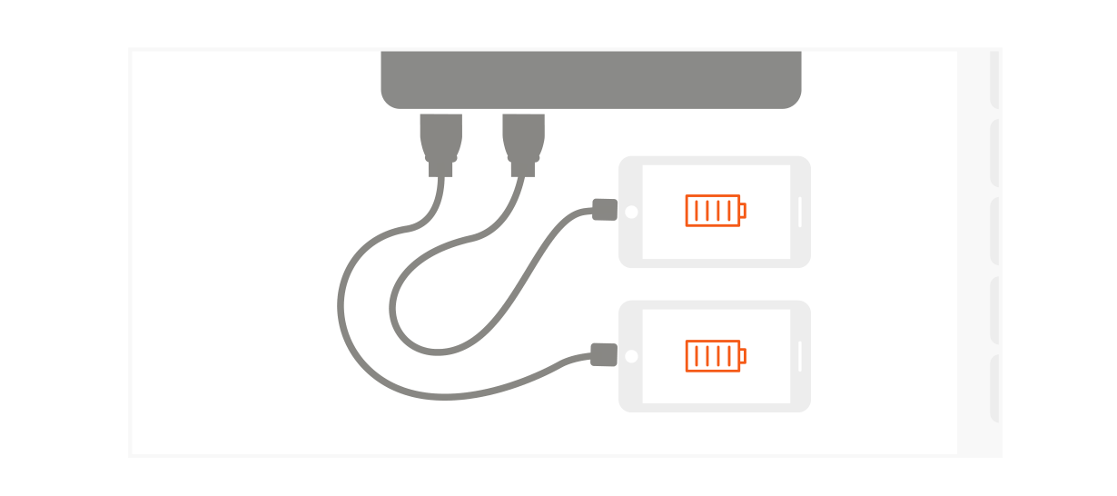 Type-C Multi-Port Adapter 4K with Ethernet V2 (ST-TCMA2S ST-TCMA2M ST-TCMA2G) Quick Start Guide step 6: Charge phones through USB ports of the Adapter using native charging cables.