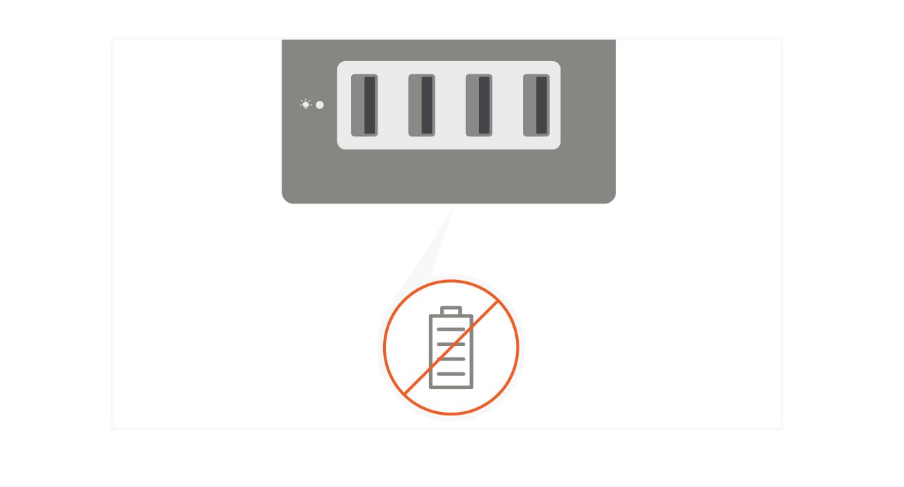 Aluminum 4-Port USB 3.0 Hub V2 Quick Start Guide step 3: The hub is not a standalone charger and will not charge phones or tablets.