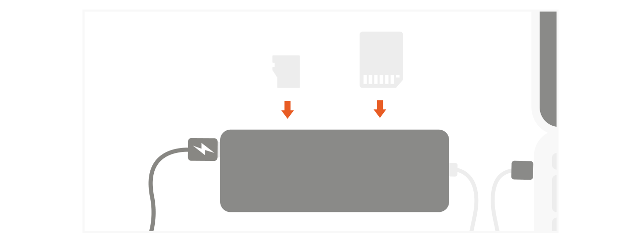 Type-C Multi-Port Adapter 4K with Ethernet V2 (ST-TCMA2S ST-TCMA2M ST-TCMA2G) Quick Start Guide step 7: Attach either Micro SD or SD Card to appropriate slot of the Adapter.