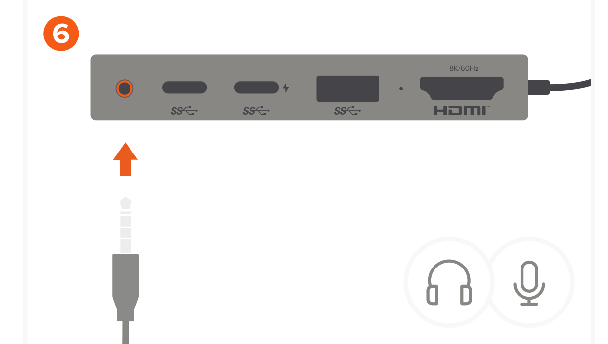 USB4 Multiport w2.5G Ethernet (ST-U4MGEM) Quick Start Guide step 6: The 3.5mm audio jack supports input/output.