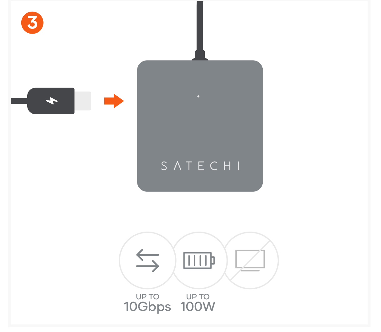 4-Port USB-C Hub with Power Delivery (ST-H4CPDM) Quick Start Guide step 3: Connect power to the USB-C PD/Data port for charging.