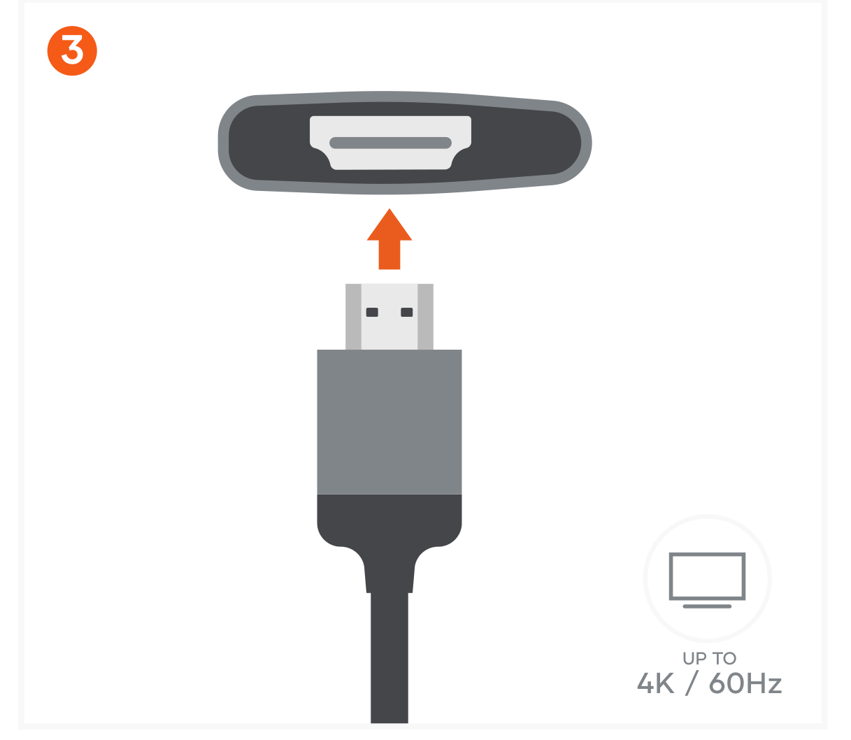 4-in-1 USB-C Slim Multiport Adapter 4K (ST-P4SM ST-P4SS ST-P4SK) Quick Start Guide step 3: Connect HDMI cable from the adapter to a 4K HDMI- equipped display.