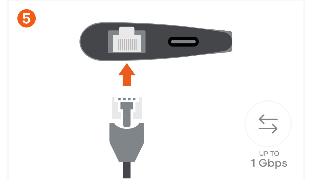 USB-C Multiport Adapter 8K With Ethernet V3 (ST-P8KEM ST-P8KES ST-P8KED) Quick Start Guide step 5: Connect an Ethernet cable to the adapter’s Gigabit Ethernet port.