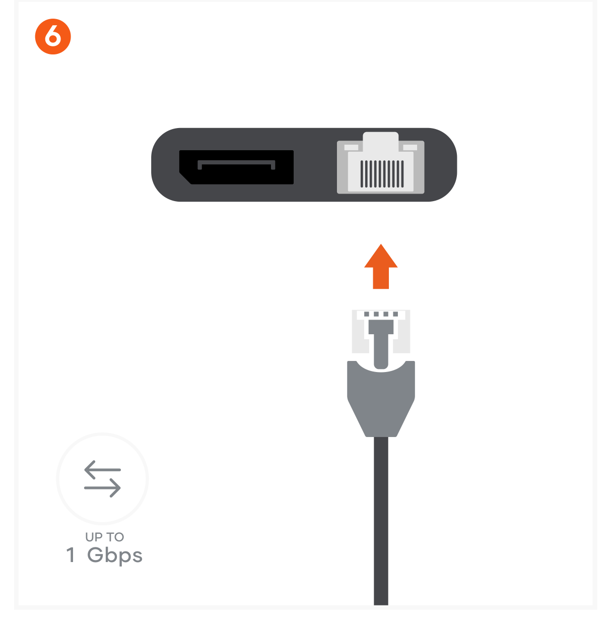 13-in-1 USB-C Triple Display Multiport Adapter (ST-P3D13K) Quick Start Guide step 6: Insert RJ45 Ethernet cable into the adapter’s Gigabit Ethernet port.