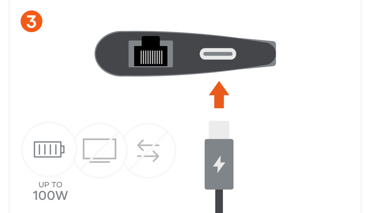 USB-C Multiport Adapter 8K With Ethernet V3 (ST-P8KEM ST-P8KES ST-P8KED) Quick Start Guide step 3: Use the USB-C PD port to charge your device up to 100W.