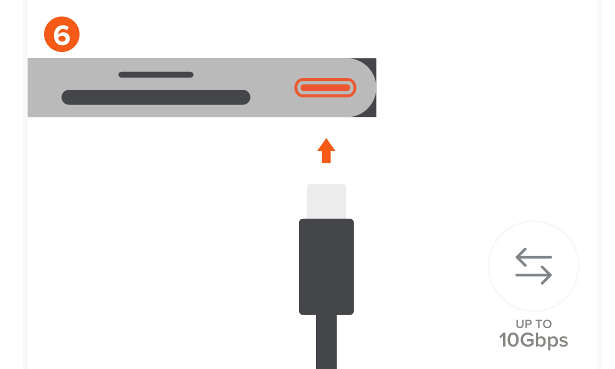 Pro Hub Slim (ST-HUCPHSM ST-HUCPHSS ST-HUCPHSD) Quick Start Guide step 6: Use the USB-C data port for data transfer at up to 10Gbps speed.