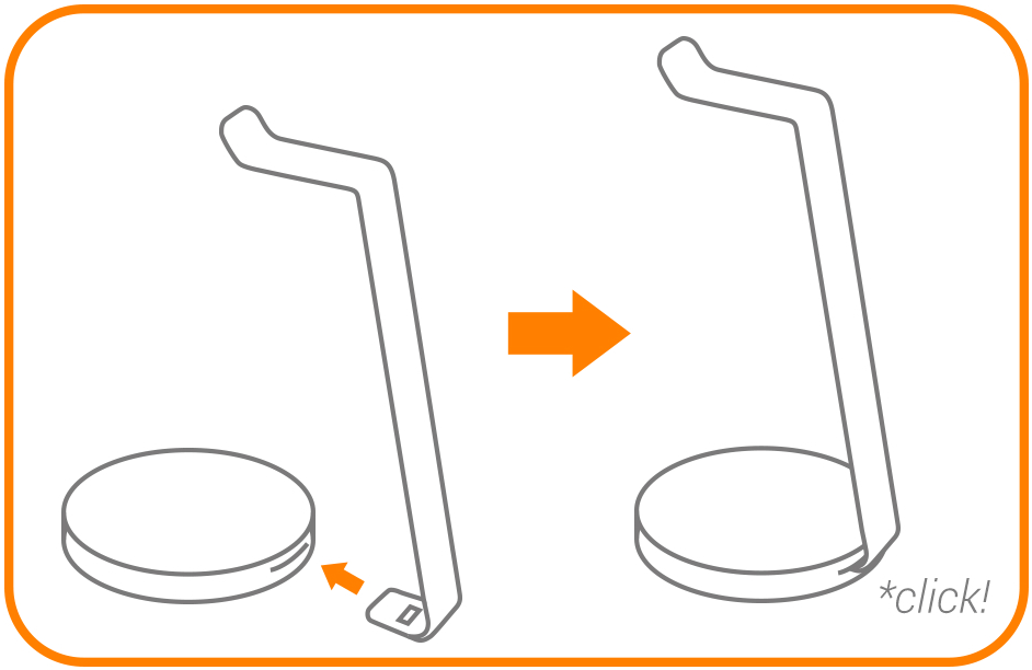 Aluminum USB 3.0 Headphone Stand (ST-UCHSHM) Quick Start Guide step 1: Assemble the Headset Stand. Push the stand hook into the slot in the base until it clicks.