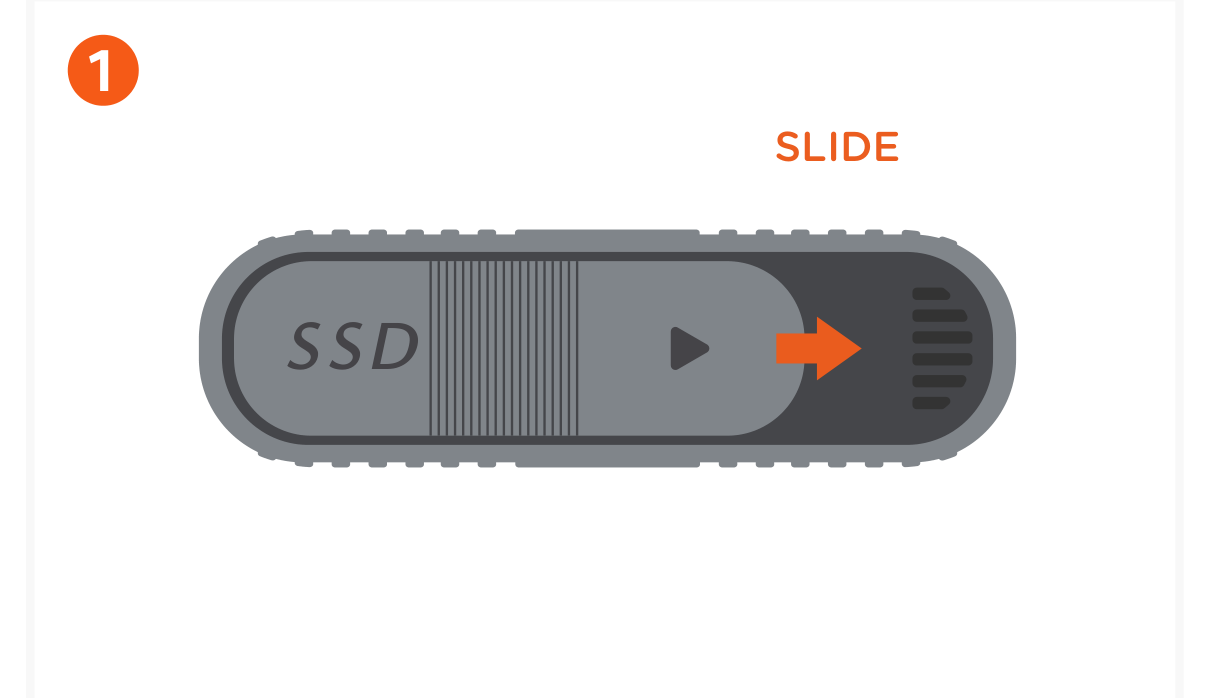 USB4 NVMe SSD Pro Enclosure (ST-EU4NPM) Quick Start Guide step 1: To install the SSD, slide the switch to the right to unlock the top door of the enclosure.