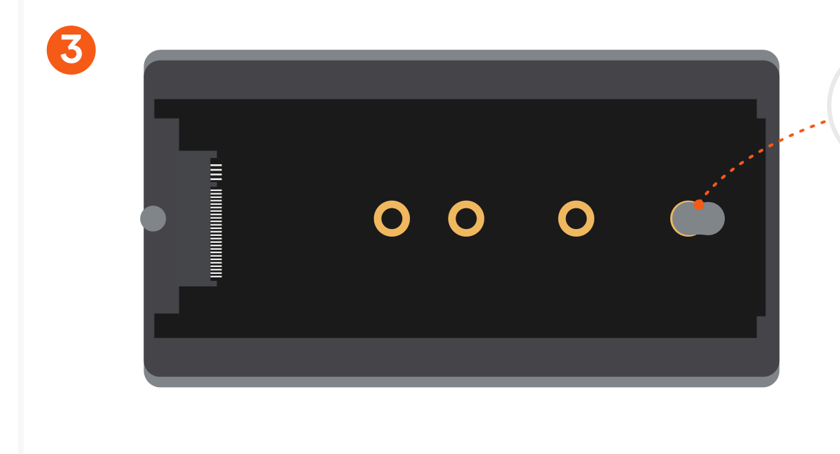 USB4 NVMe SSD Pro Enclosure (ST-EU4NPM) Quick Start Guide step 3: Remove the silicone pin and position it in the notch on the opposite side of the pins.