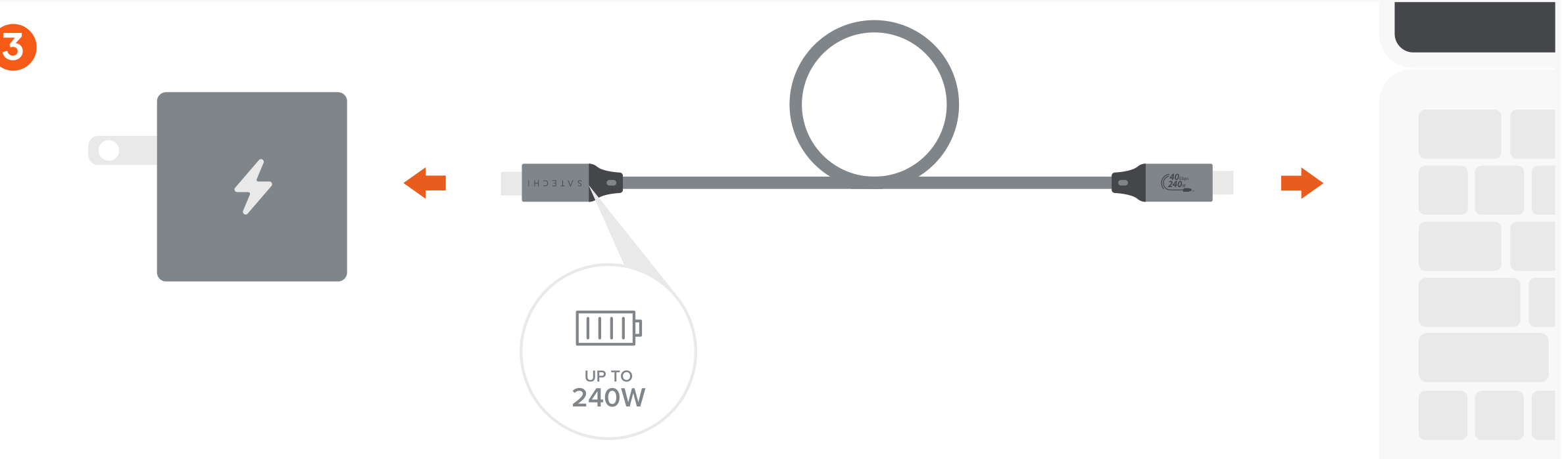 USB4 Pro Cable - 1.2M (ST-YU4120M) Quick Start Guide step 3: Charge your host devices up to 240W.