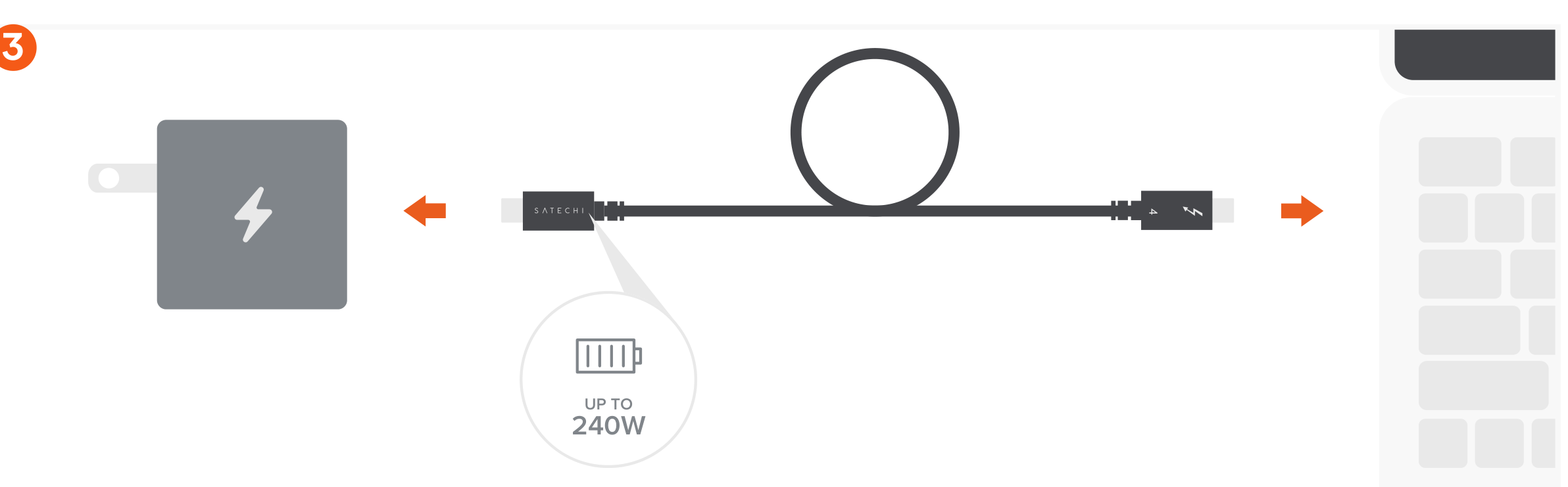 Thunderbolt 4 Pro Cable - 1M (ST-YTB100K) Quick Start Guide step 3: Charge your host devices up to 240W.