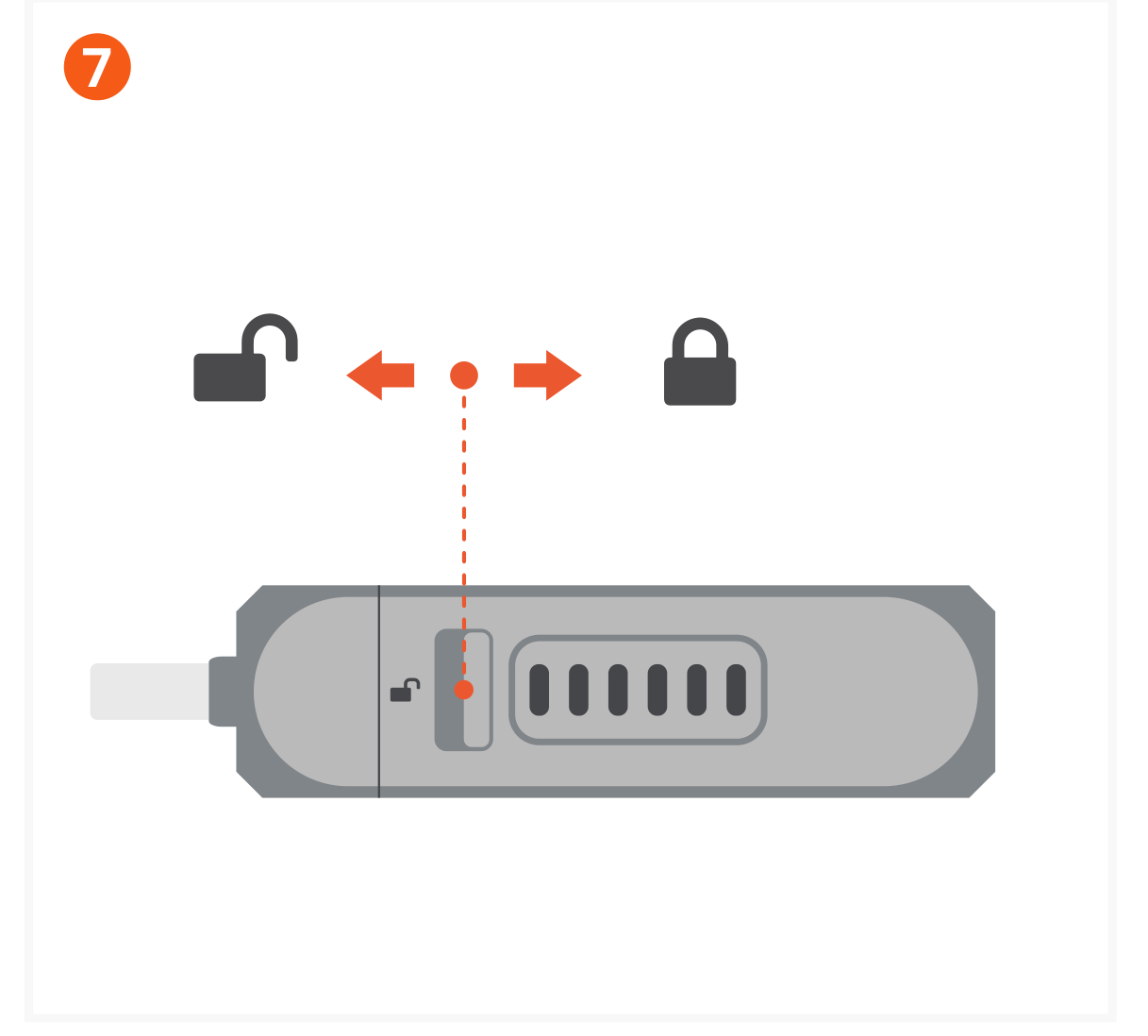 Mini NVMe SSD Enclosure (ST-E2230M) Quick Start Guide step 7: Use the lock switch on the enclosure to prevent rewriting or deletion of files.