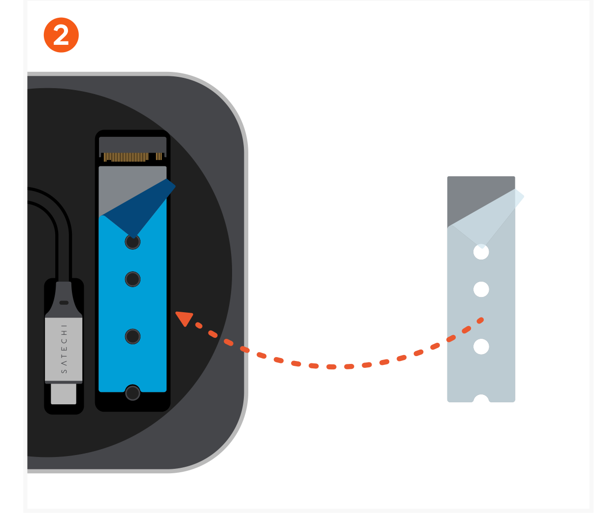 USB4 Slim NVMe SSD Enclosure (ST-EU4SNSS) Quick Start Guide step 2: Before installing the SSD, be sure to apply the included thermal tape. Remove the clear film and attach that s