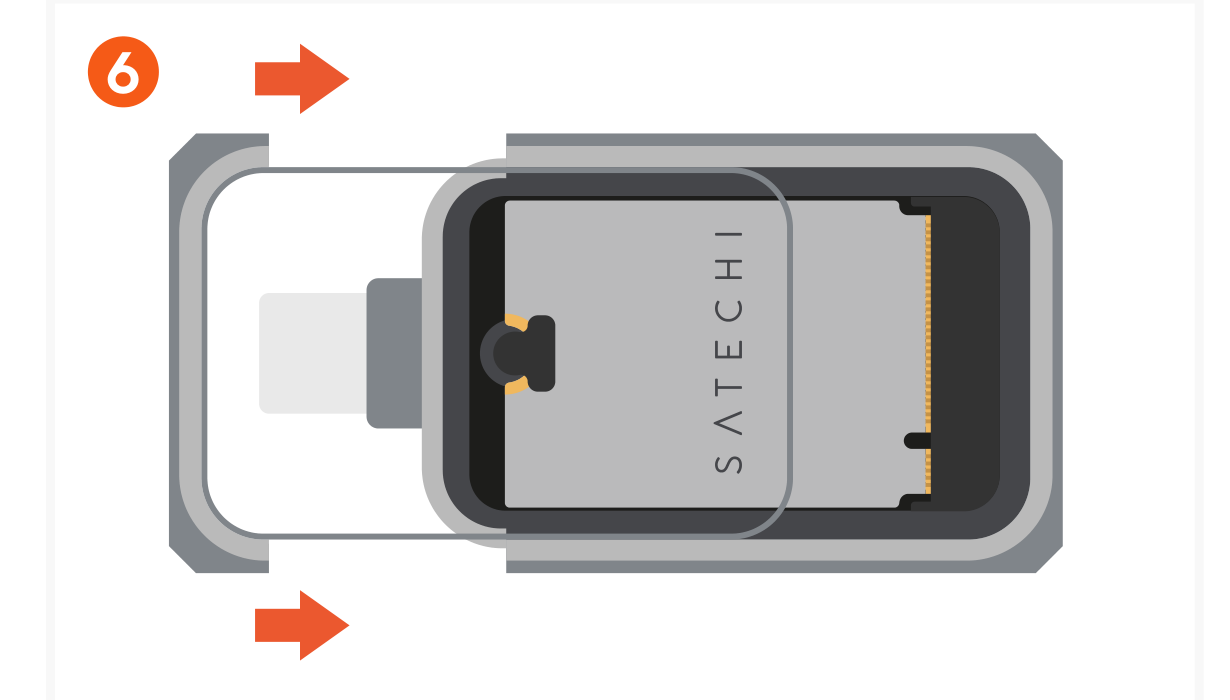 Mini NVMe SSD Enclosure (ST-E2230M) Quick Start Guide step 6: Align the grooves and slide the cover back onto the enclosure.