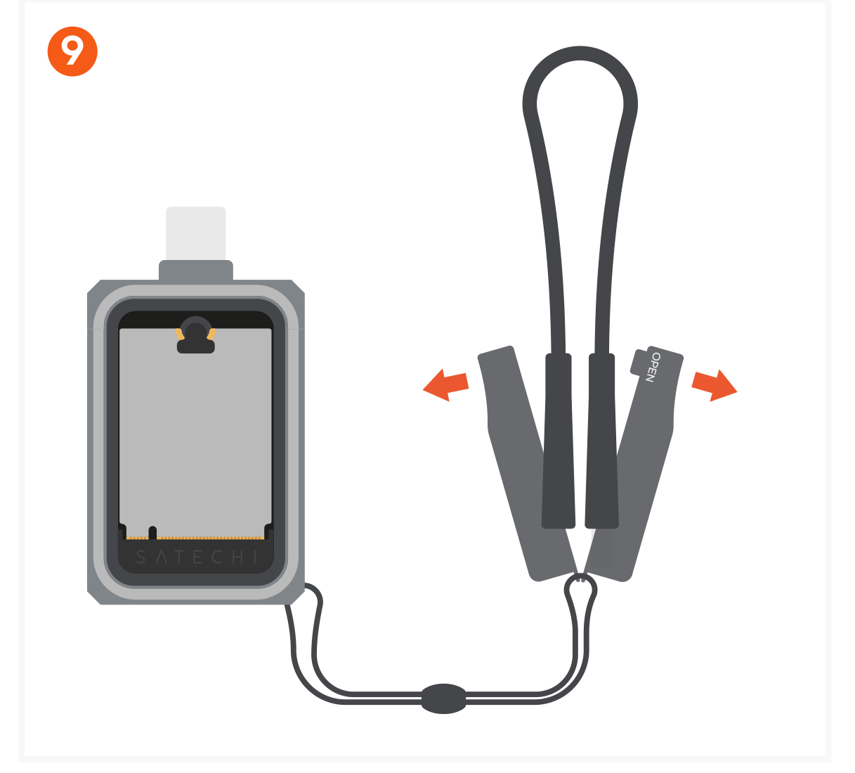 Mini NVMe SSD Enclosure (ST-E2230M) Quick Start Guide step 9: Open the casing to access the cable.