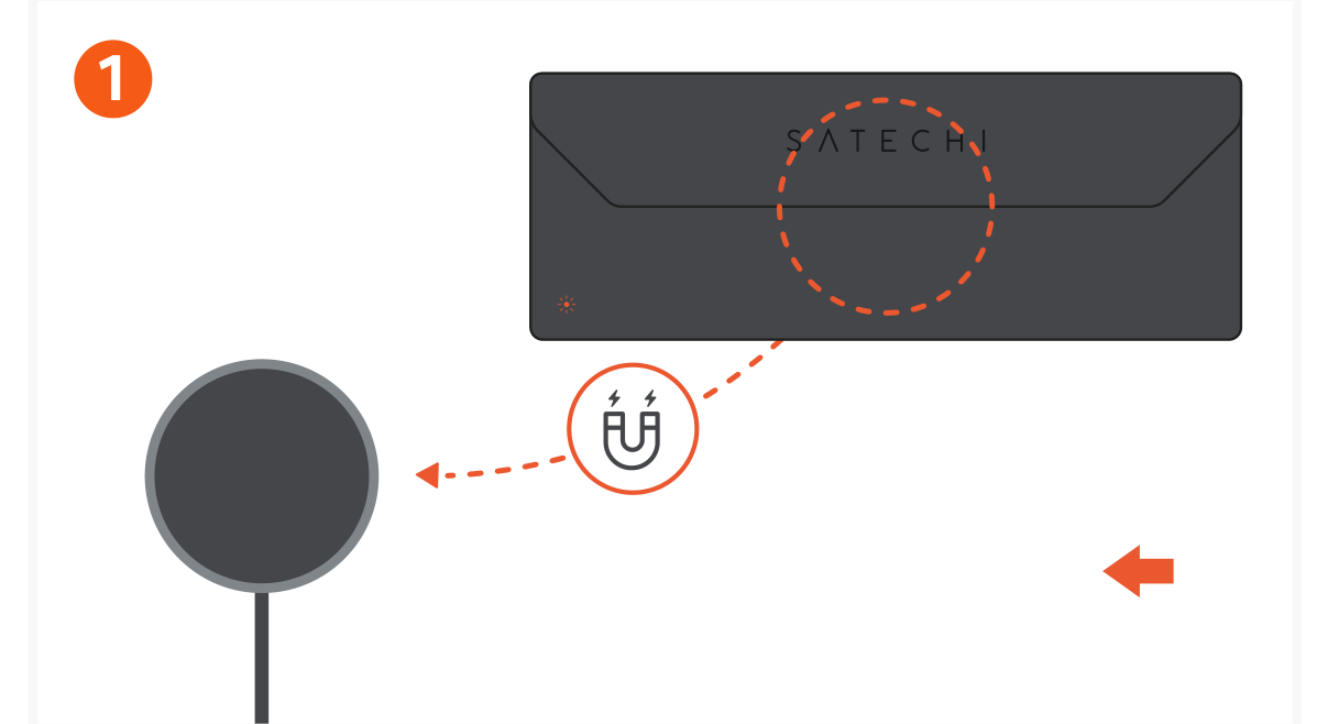 Vegan-Leather FindAll™ Glasses Case (ST-LFAGCK ST-LFAGCW ST-LFAGCR) Quick Start Guide step 1: Charge the Glasses Case with a wireless charger (not included). The status light will be orange while charging