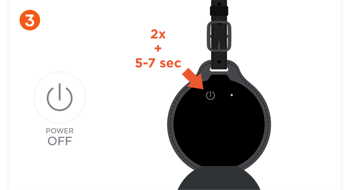 Vegan-Leather FindAll™ Luggage Tag (ST-LFALTK ST-LFALTW ST-LFALTR) Quick Start Guide step 3: To power off the Luggage Tag, quickly press the power button 2 times, then long press the 3rd time for at leas