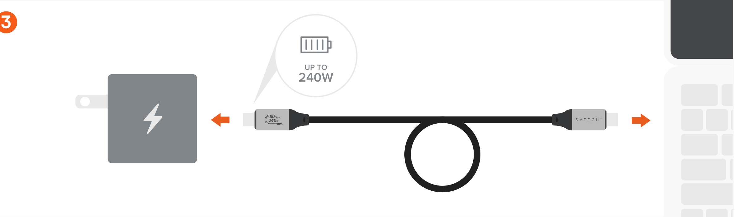 USB4 V2 Pro Cable (ST-YU4120K) Quick Start Guide step 3: Charge your host devices up to 240W. Not all host devices support 240W charging. Refer to your device's techni