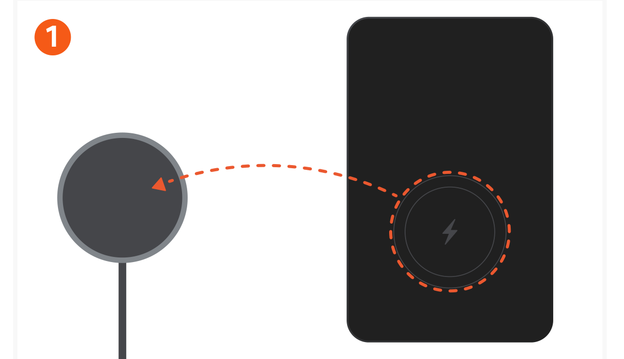 FindAll™ Card (ST-LFAWCK ST-LFAWCW ST-LFAWCR) Quick Start Guide step 1: Charge the Card with a wireless charger (not included). The status light will be orange while charging and gre