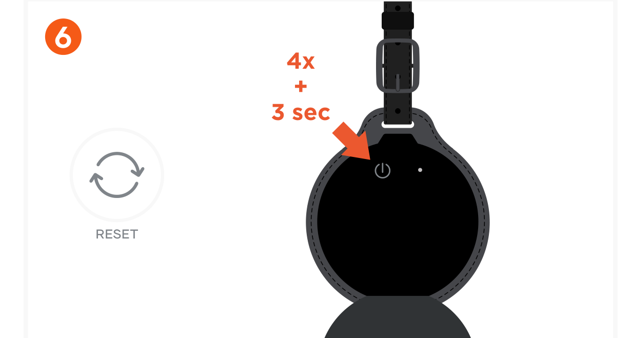 Vegan-Leather FindAll™ Luggage Tag (ST-LFALTK ST-LFALTW ST-LFALTR) Quick Start Guide step 6: To factory reset the Luggage Tag, quickly press the power button 4 times, then long-press for at least 3 secon