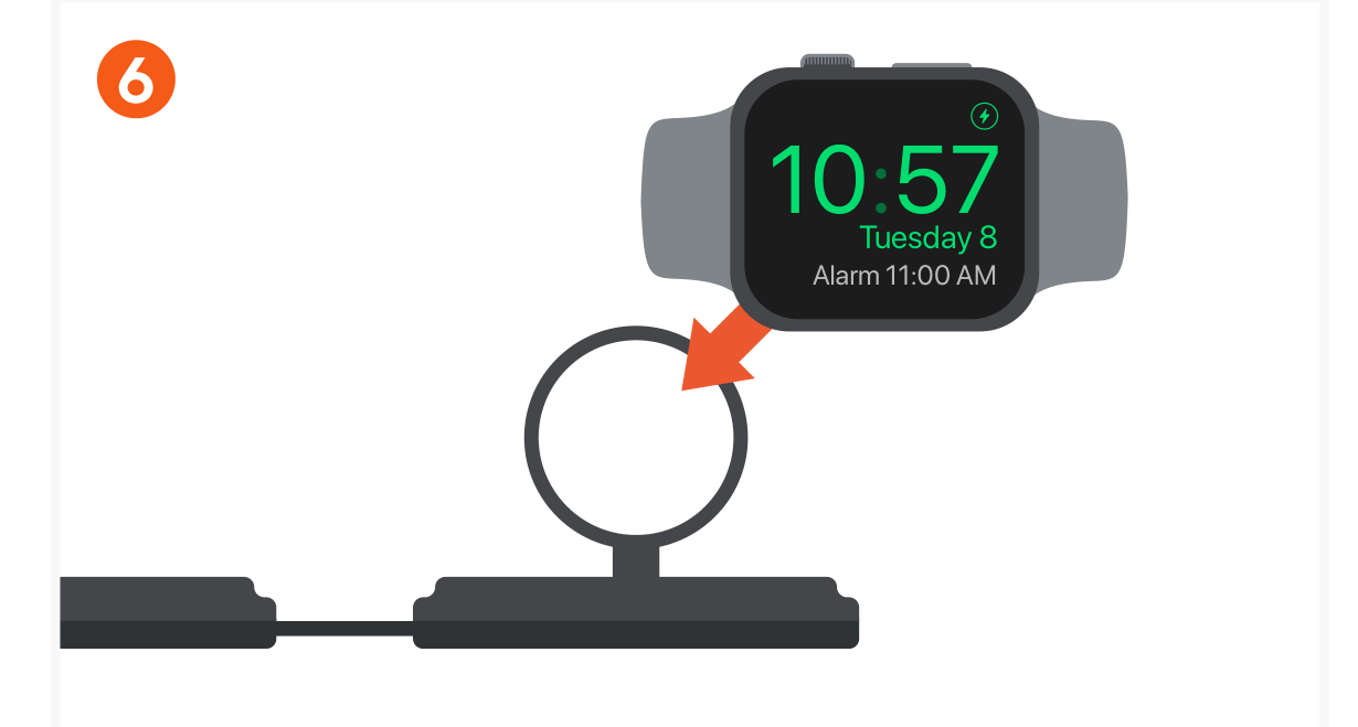 OntheGo™ Qi2 2-in-1 Wireless Charger (ST-QTG21K ST-QTG21W ST-QTG21R) Quick Start Guide step 6: Flip the watch module up to enable Nightstand Mode.