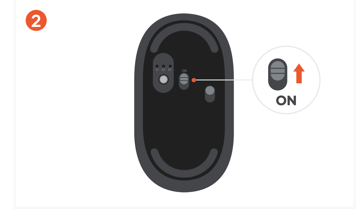 OntheGo™ Bluetooth Mouse (ST-MOTGK ST-MOTGW) Quick Start Guide step 2: Turn on the OntheGo™ Bluetooth Mouse using its backside power switch. Be sure to remove the clear adhesive fil
