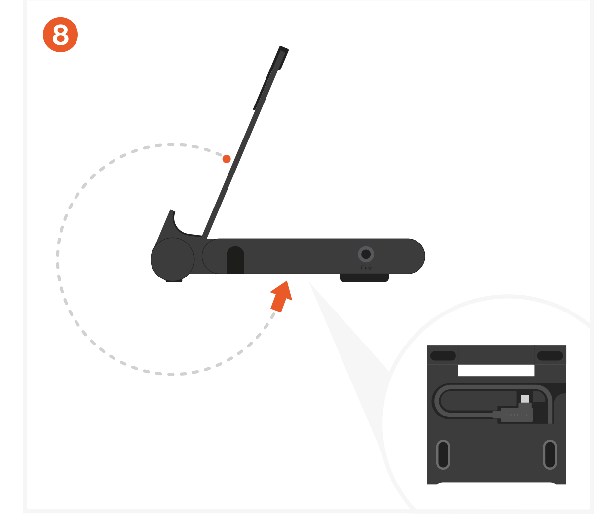 OntheGo™ Foldable Standhub (ST-GOTGFC) Quick Start Guide step 8: Simplified Storage • Store the host cable in the built-in compartment. • Fold the stand for compact storage.