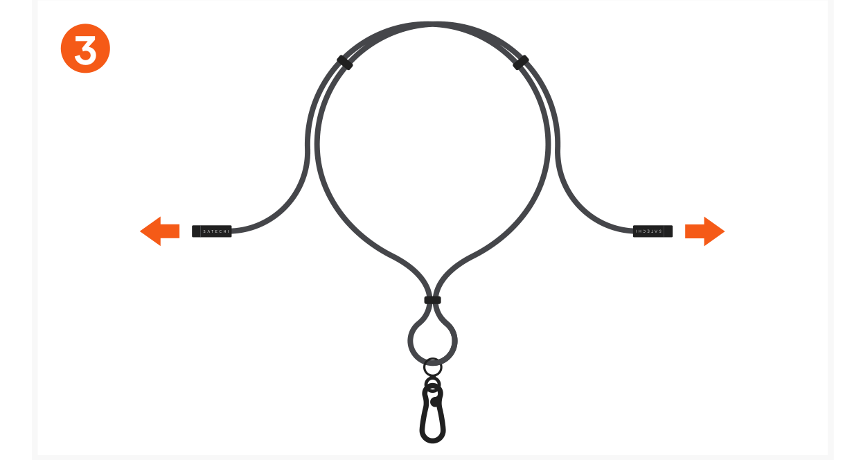 OntheGo™ USB-C Lanyard Cable (ST-LOTGLR ST-LOTGLK ST-LOTGLW) Quick Start Guide step 3: Adjust the cable to your desired length by sliding the ends.