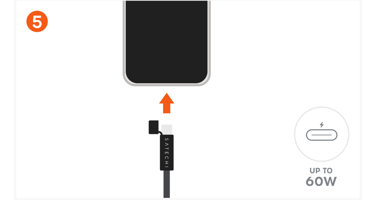 OntheGo™ USB-C Lanyard Cable (ST-LOTGLR ST-LOTGLK ST-LOTGLW) Quick Start Guide step 5: Charge your host devices up to 60W. Refer to your device's technical specifications.