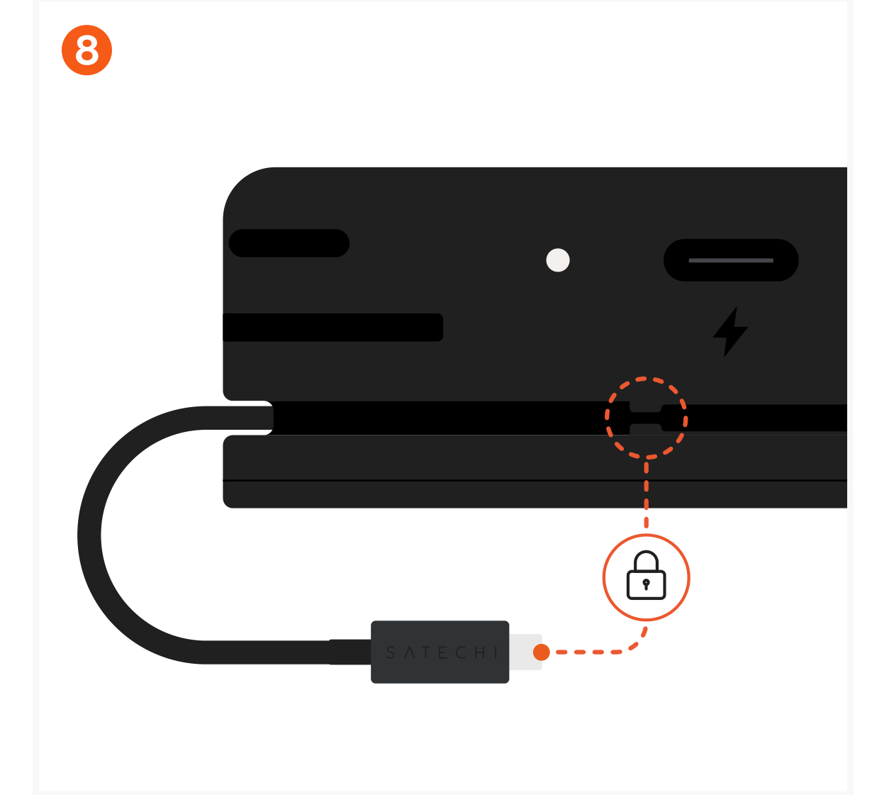 OntheGo™ 7-in-1 Multiport Adapter (ST-POTG7C) Quick Start Guide step 8: Wrap the USB-C connector cable around the hub and secure it in place for storage.