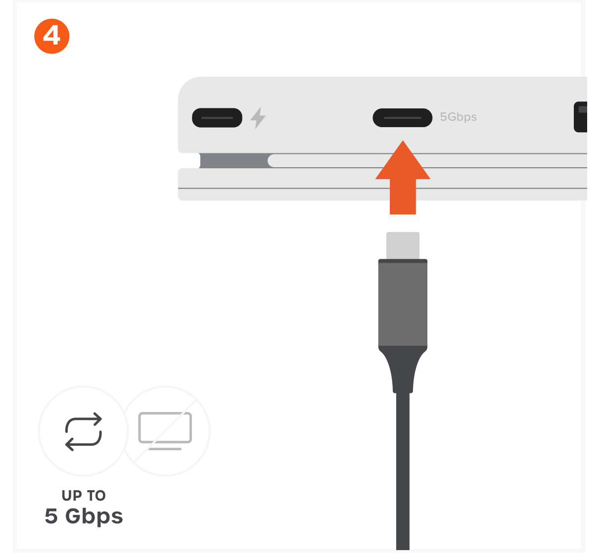 OntheGo™ 5-in-1 Multiport Adapter (ST-POTG5S ST-POTG5P ST-POTG5B ST-POTG5Y) Quick Start Guide step 4: Connect USB-C Devices (Up to 5Gbps)