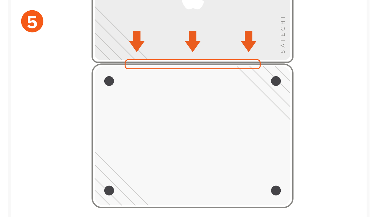Eco Hardshell Case for MacBook Air M2 (ST-MBAM2CL ST-MBAM2DR) Quick Start Guide step 5: Ensure this long clip snaps into place as well. If it does not snap into place, the case will fall off.