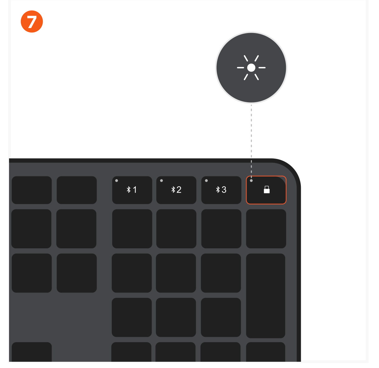 Slim EX3 Wireless Keyboard (ST-KEX3C ST-KEX3S) Quick Start Guide step 7: Press the key with the USB-dongle icon to switch to the 2.4GHz connection and connect to the fourth device.