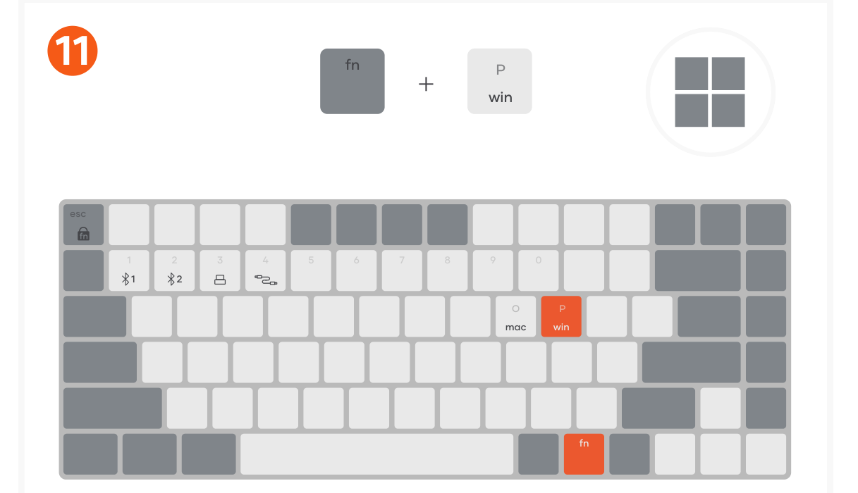 SM1 Slim Mechanical Backlit Bluetooth Keyboard (ST-KSM1LT ST-KSM1DK) Quick Start Guide step 11: Press 