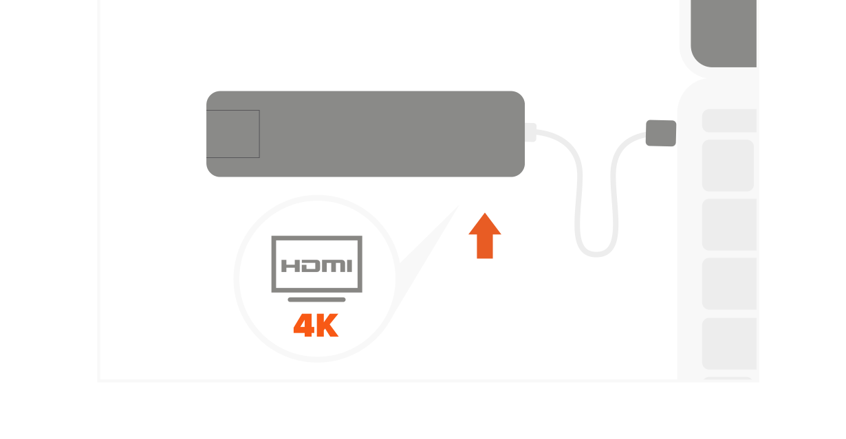USB-C Slim Multi-Port with Ethernet Adapter (ST-UCSMA3K ST-UCSMA3S ST-UCSMA3M) Quick Start Guide step 4: Connect a HDMI cable from the adapter to a 4K HDMI-enabled monitor.
