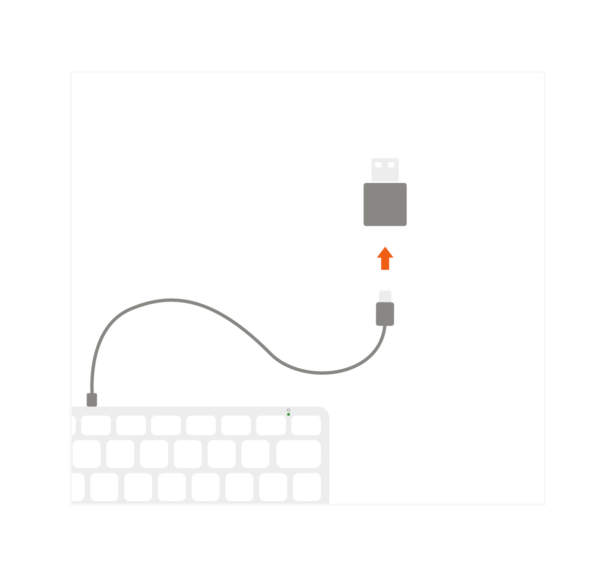 Slim W1 Wired Backlit Keyboard (ST-UCSW1M) Quick Start Guide step 4: Compatible with Mac & iPad devices with USB-C ports. To enable support with USB-A devices, please use with our