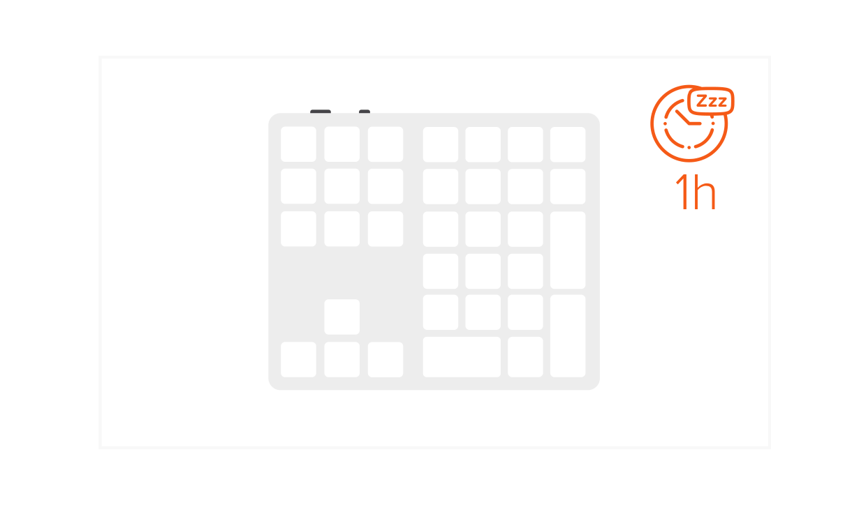 Bluetooth Extended Keypad (ST-XLABKS ST-XLABKM) Quick Start Guide step 4: To preserve battery life, the keypad will enter automatically sleep mode after ~1 hour of inactivity.