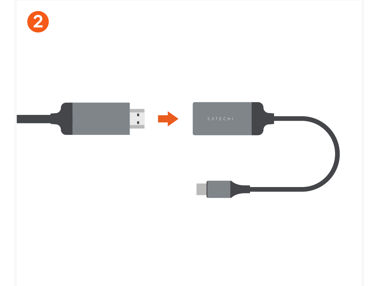 USB-C to HDMI 2.1 8K Adapter (ST-AC8KHM) Quick Start Guide step 2: Connect second connector of an HDMI cable to the Adapter.