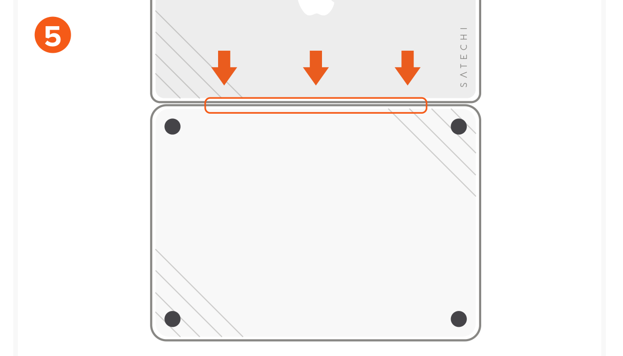 Eco-Hardshell Case For MacBook Pro (ST-MBP14CL ST-MBP14DR ST-MBP16CL ST-MBP16DR) Quick Start Guide step 5: Ensure this long clip snaps into place as well. If it does not snap into place, the case will fall off.