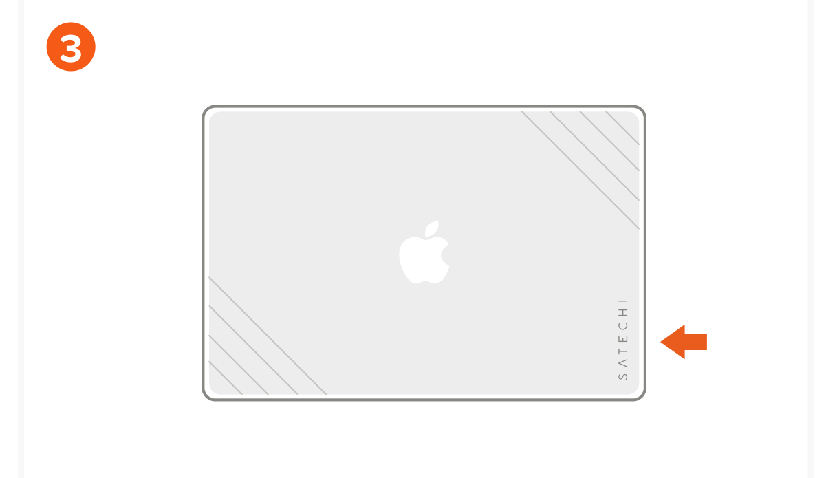 Eco-Hardshell Case For MacBook Pro (ST-MBP14CL ST-MBP14DR ST-MBP16CL ST-MBP16DR) Quick Start Guide step 3: If installed correctly, the logo should be on the bottom right.