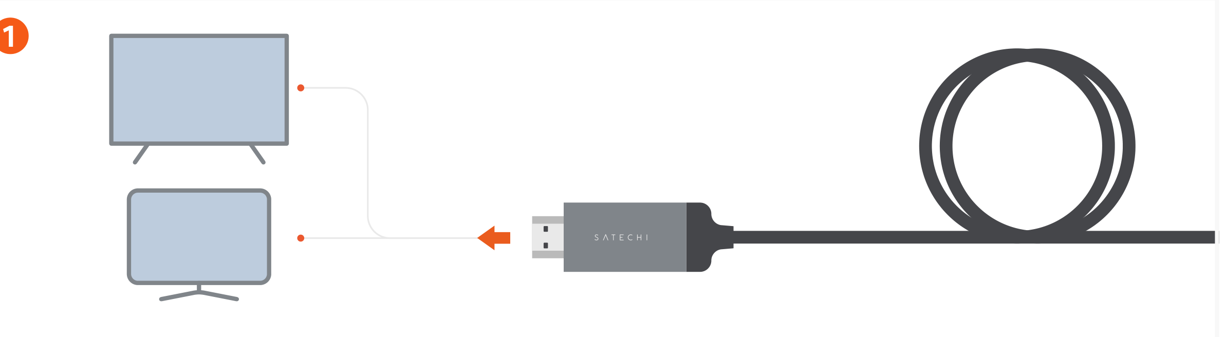 USB-C To HDMI 2.1 8K Cable (ST-YH8KCM) Quick Start Guide step 1: Connect USB-C to HDMI 2.1 8K cable into a compatible external display, monitor or television with available HD
