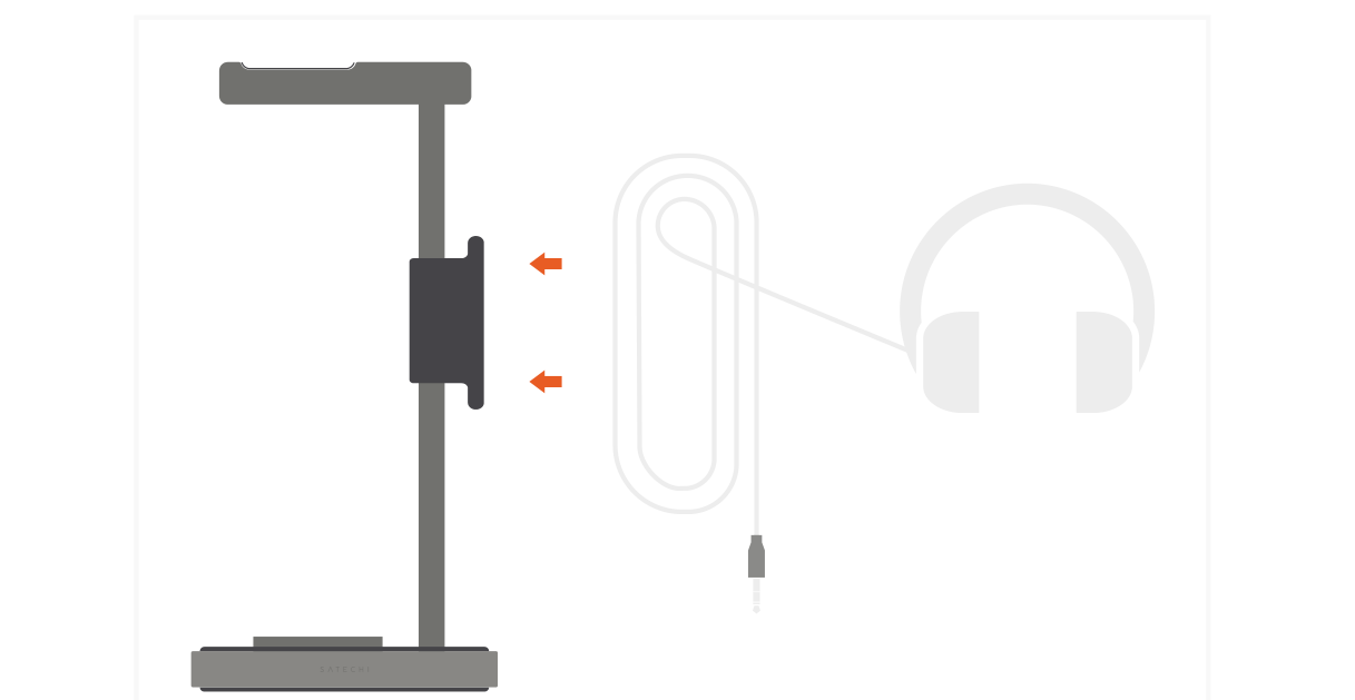 2-in-1 Headphone Stand with Wireless Charger (ST-UCHSMCM) Quick Start Guide step 5: Use the cable organizer on the back of the Headset Stand to get rid of long messed cables.