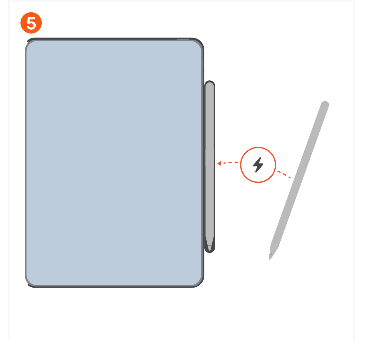 Vegan-Leather Magnetic Case for iPad Pro (ST-V11PPK ST-V12PPK) Quick Start Guide step 5: Snap pencil into place.
