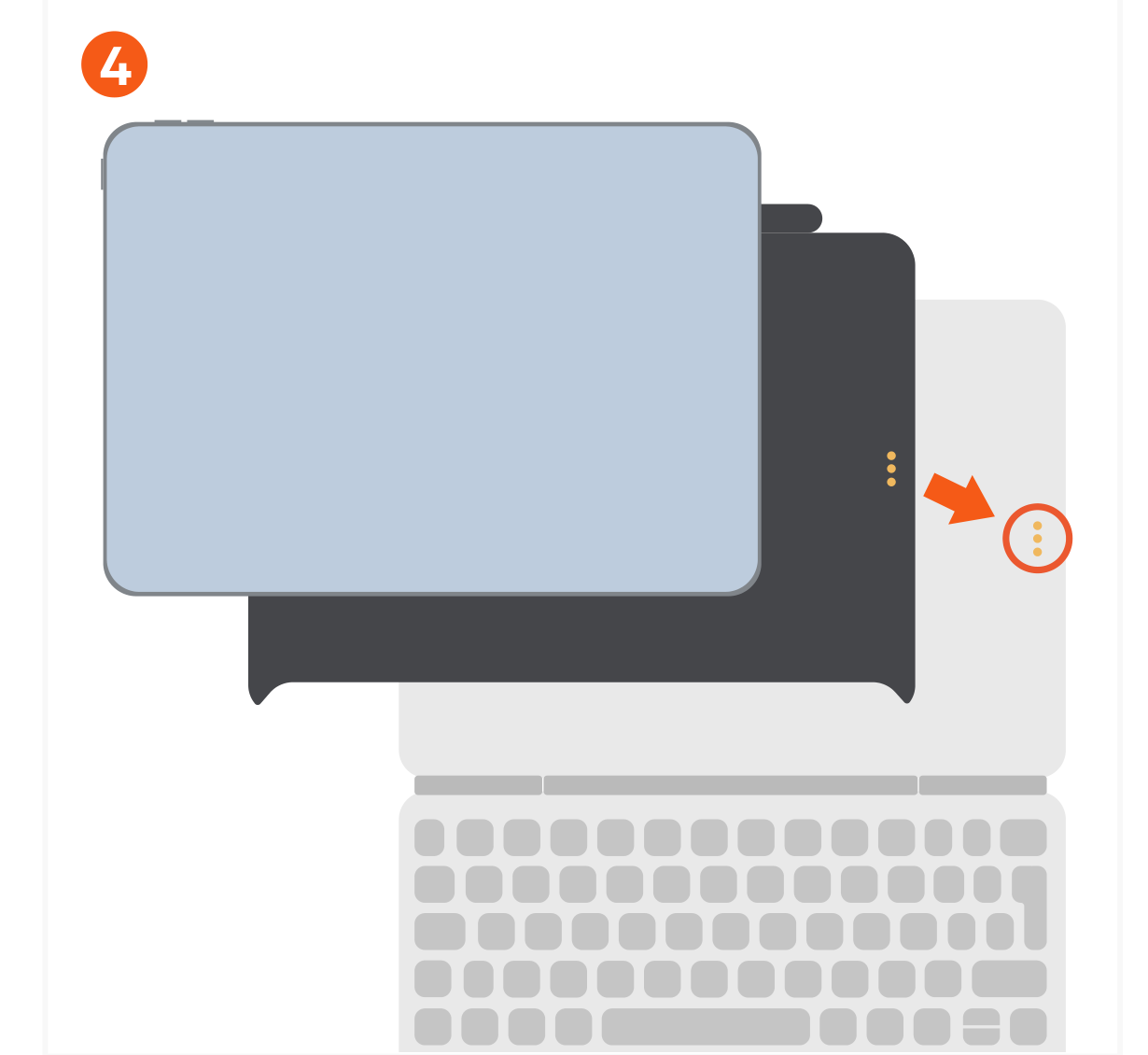 Vegan-Leather Magnetic Case for iPad Pro (ST-V11PPK ST-V12PPK) Quick Start Guide step 4: The case is smart connector compatible.