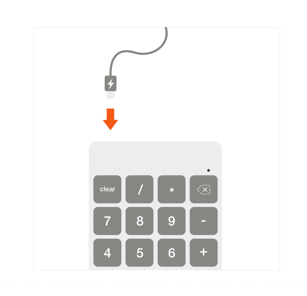 Aluminum Slim Rechargeable Bluetooth Keypad (ST-SALKPS ST-SALKPG ST-SALKPM) Quick Start Guide step 4: Charge Bluetooth Keypad using included Micro USB to USB cable.
