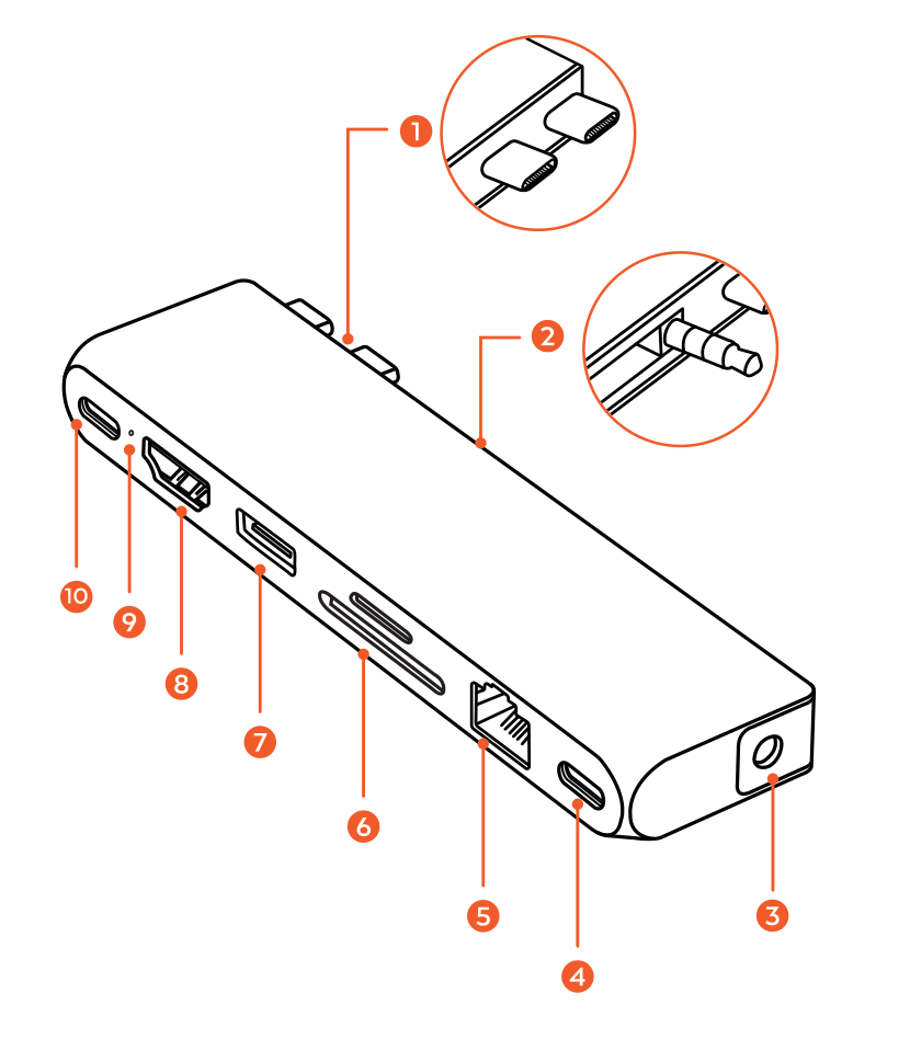 Pro Hub Max (ST-UCPHMXM / ST-UCPHMXS) parts diagram with 10 labeled components